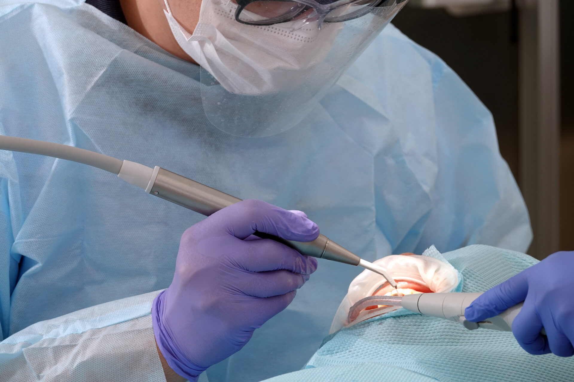 Dentist doctor working with patient
